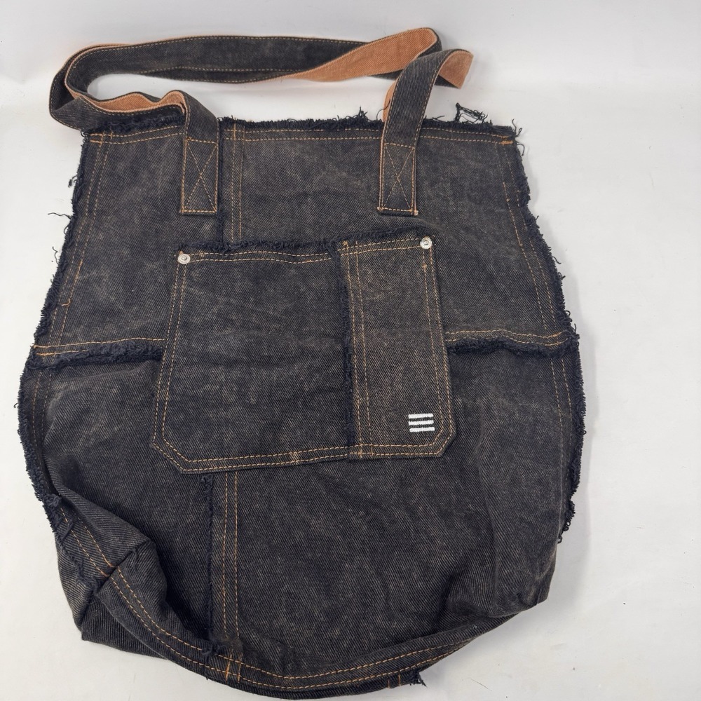 Urban Outfitters BDG Black Frayed Seam Cotton  Denim Tote‎ Bag Orange Stitching